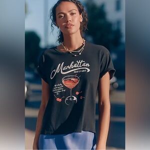 Anthropologie/Girl Dangerous Manhattan Graphic Tee in Black Size M. NWT